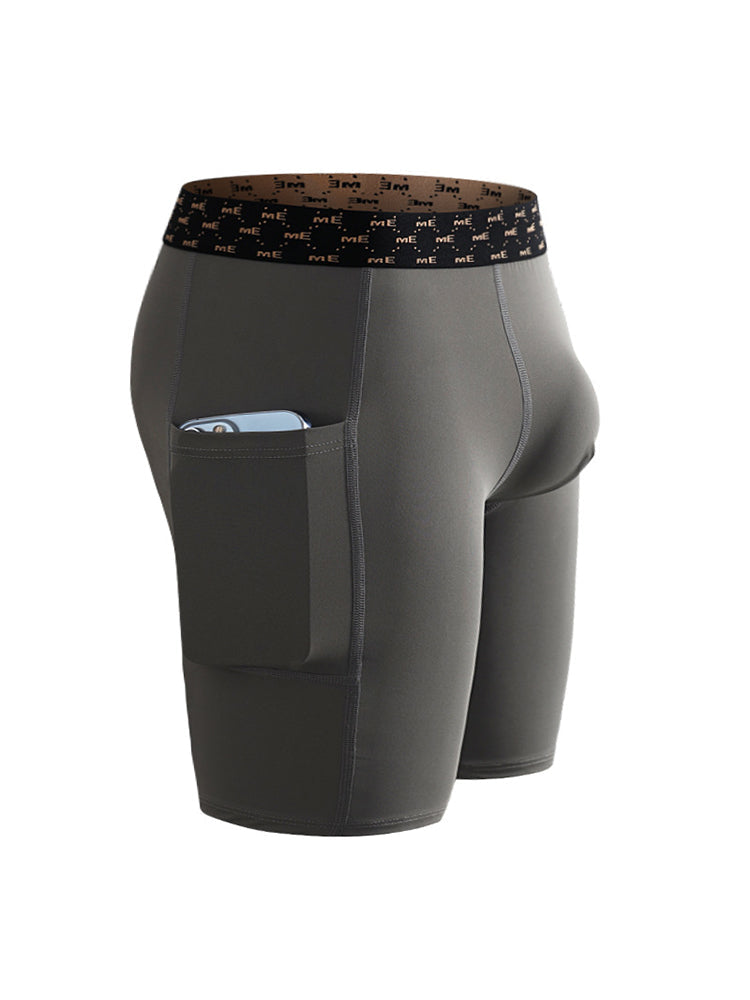 2 Pack Men's Compression Boxer Shorts with Side Pocket | dmunderwear detail image 1