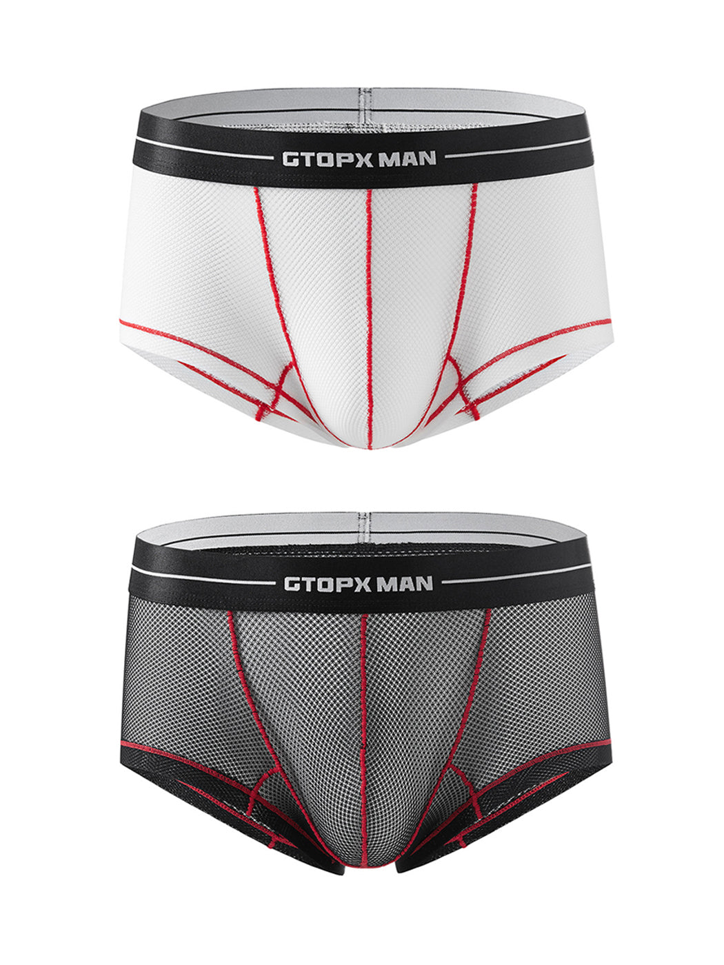 2 Pack Men's Sexy Low-rise Transparent Mesh Trunks | dmunderwear variant image