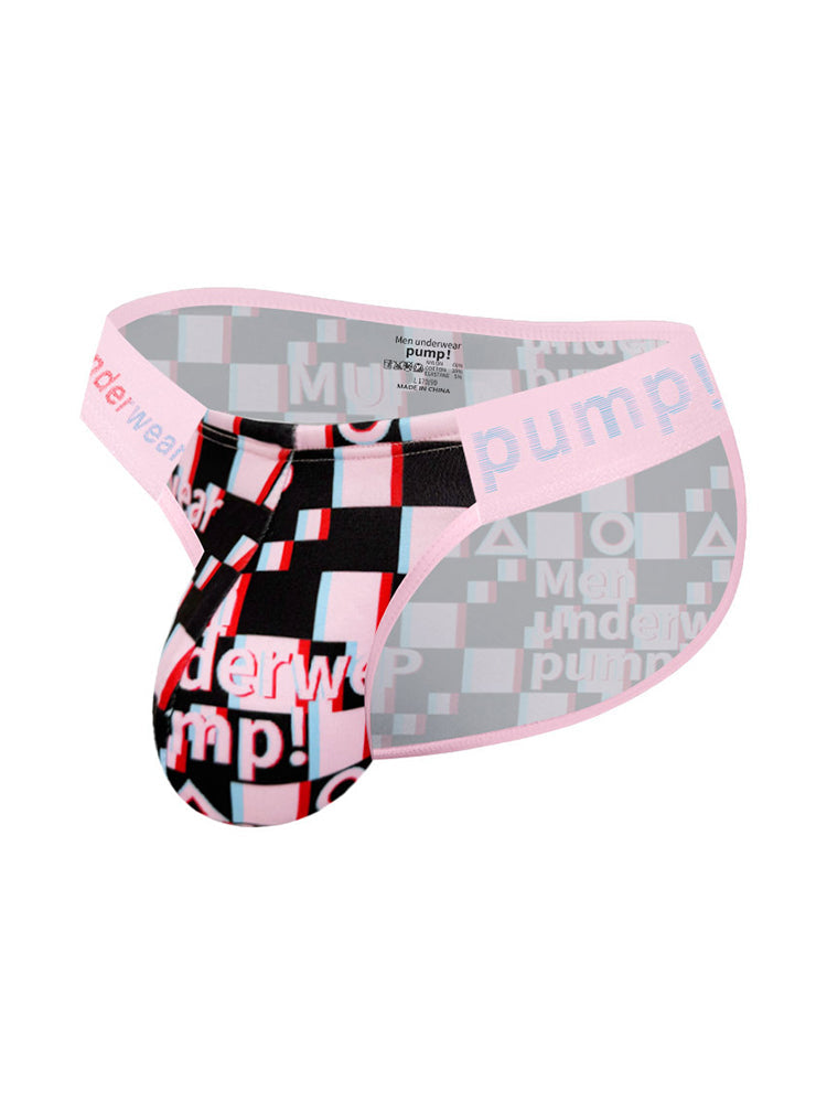2 Pack Men's Breathable Alphabet-Print Expanded Pouch Briefs | dmunderwear detail image 1