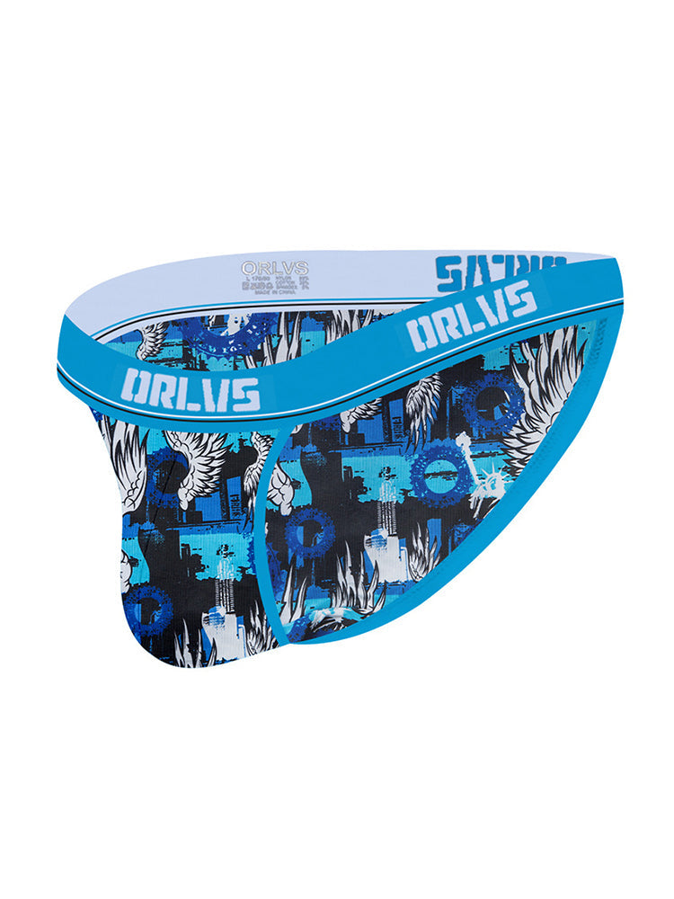 2 Pack Men's Breathable Ice Silk High-Cut Printed Bikini | dmunderwear detail image 1