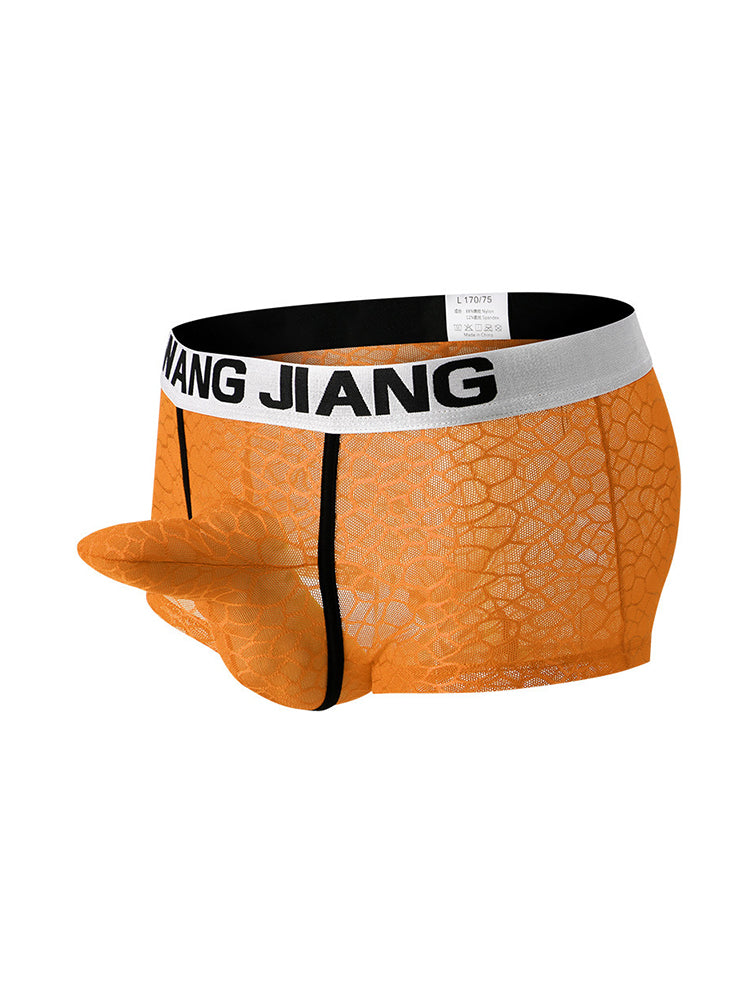 2 Pack Men's Ice Silk Lace Solid Sexy Trunks | dmunderwear detail image 1