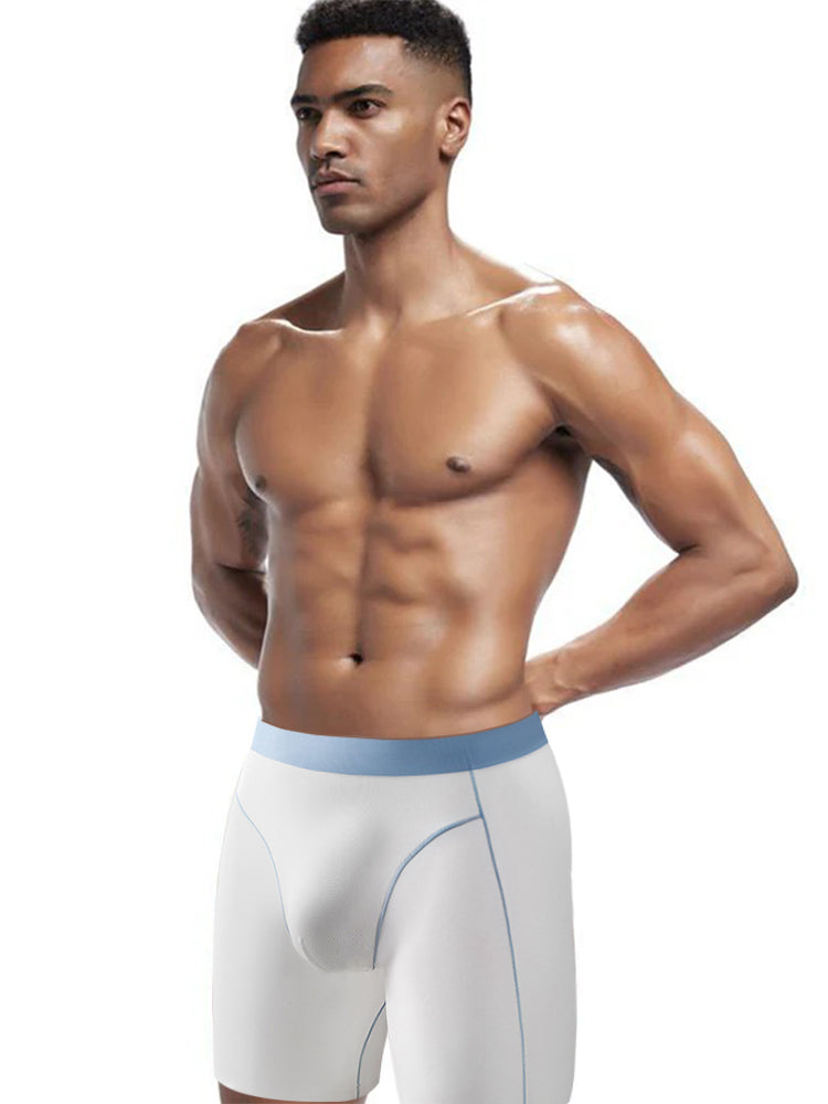 2 Pack Men's Ice Silk Sports Anti-Chafing Extended-Length Boxers Briefs | dmunderwear detail image 1