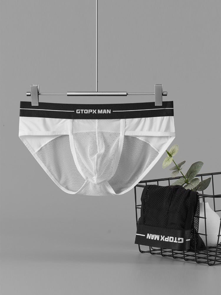 2 Pack Men's Ice Silk Supportive Fit Mesh Briefs | dmunderwear detail image 1