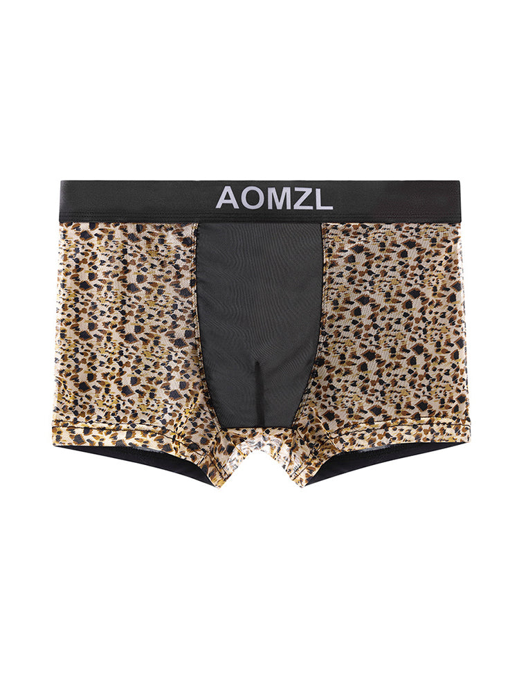 2-pack Men's Leopard Print Sexy Mesh Boxer Briefs | dmunderwear detail image 1