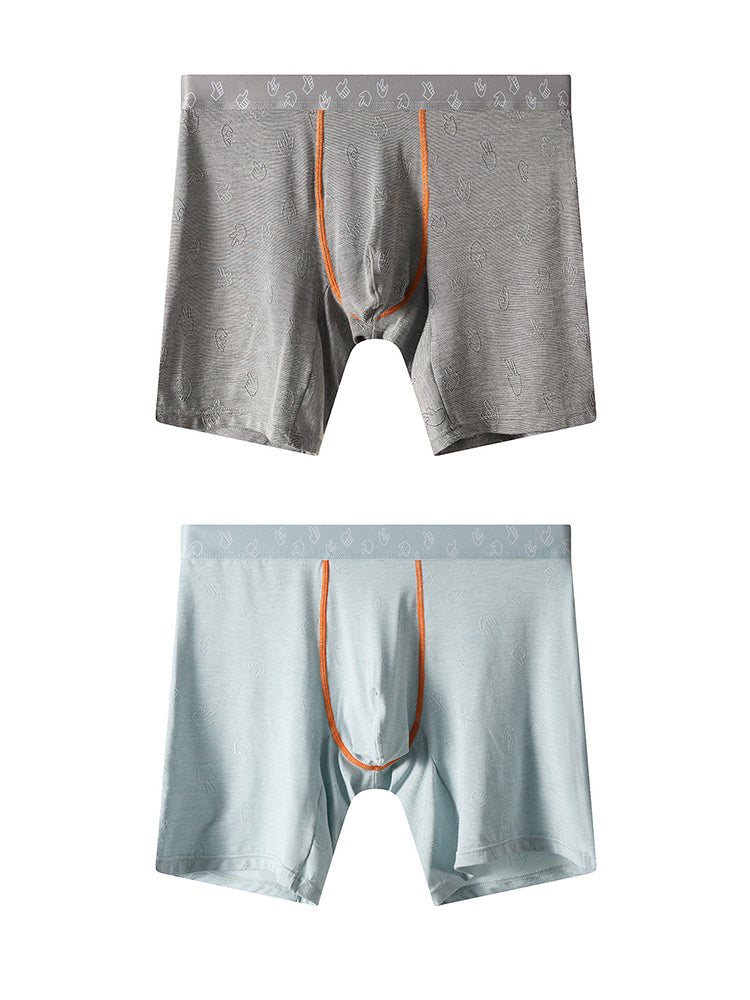 2 Pack Men's Lightweight & Airy Bold Prints Stretch Fabric Boxers Briefs | dmunderwear variant image