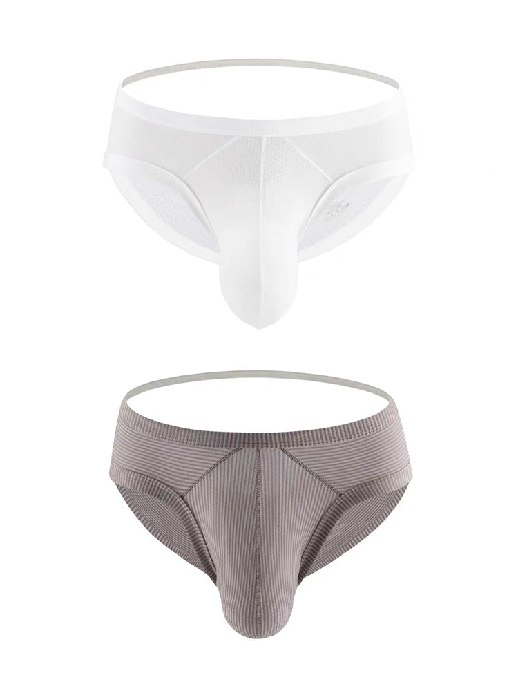 2 Pack Men's Low Rise Back Hollow 3D U-convex Large Pouch T-Back Briefs | dmunderwear variant image