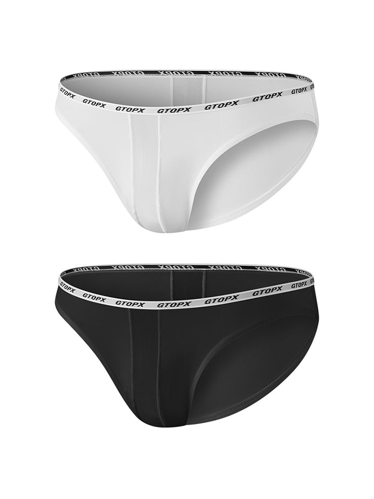 2 Pack Men's Low-Rise Sporty Ice-Silk Bikini with Mesh Front and U-Contour Pouch | dmunderwear variant image