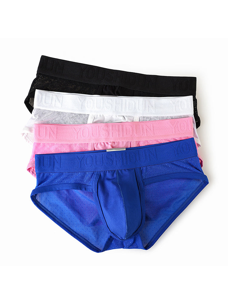 2 Pack Men's Low Rise Mesh Large Pouch U-convex Breathable Comfortable Briefs | dmunderwear detail image 1