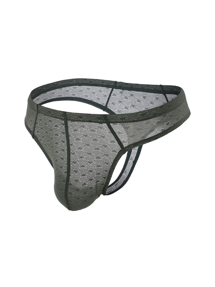 2 Pack Men's Low-Rise Solid Color Moisture-Wicking Sexy Light Compression Thongs | dmunderwear detail image 1