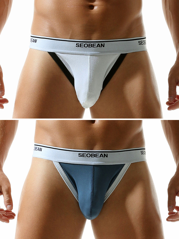2 Pack Men's Low-Rise Solid Color Bikini with Large Pouch | dmunderwear variant image