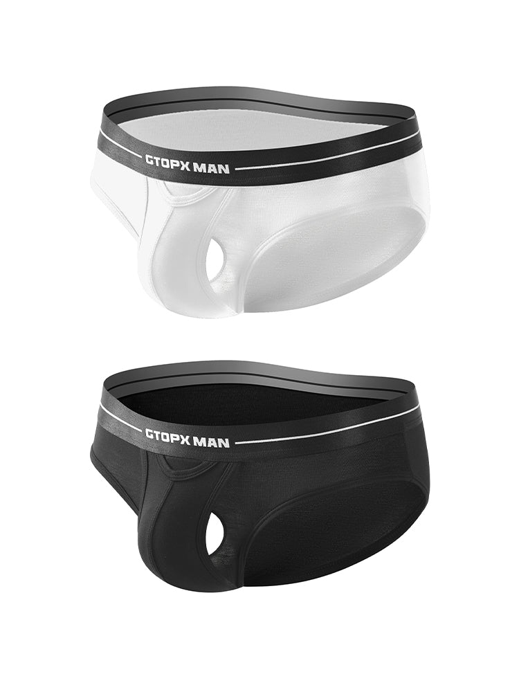 2 Pack Men's Low-Rise U-Shaped Solid Color Ultra-Soft Support Briefs | dmunderwear variant image