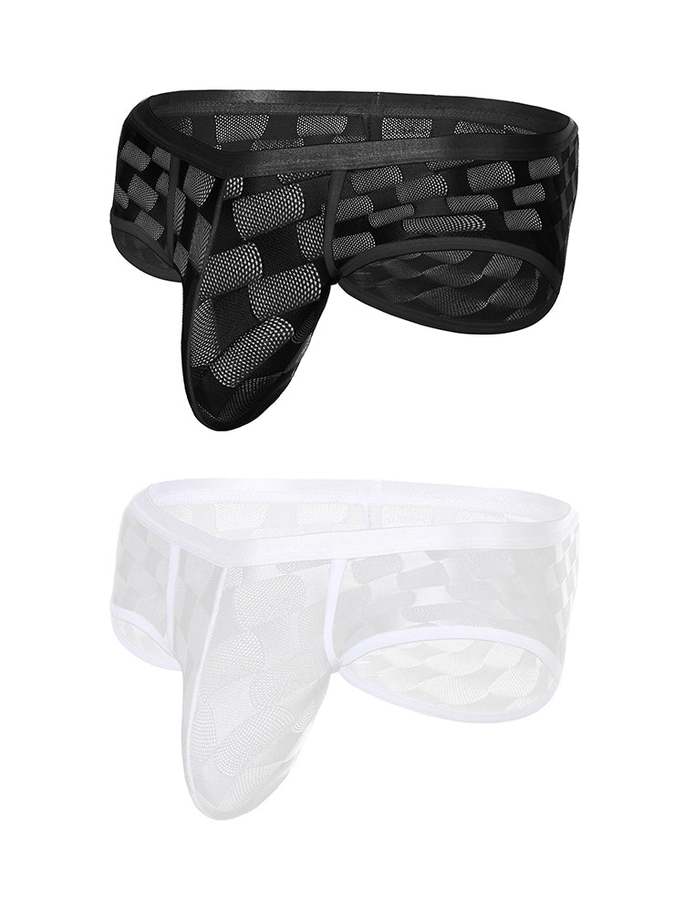 2 Pack Men's Mesh Breathable Large U-Pouch Quick-Dry Low-Rise Sexy Trunks | dmunderwear variant image