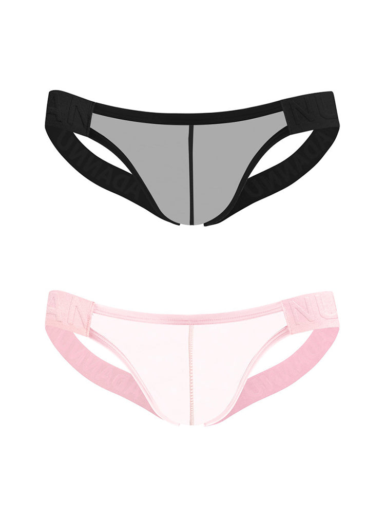 2 Pack Men's Sheer No-Waistband Jockstrap with Textured Pattern | dmunderwear variant image