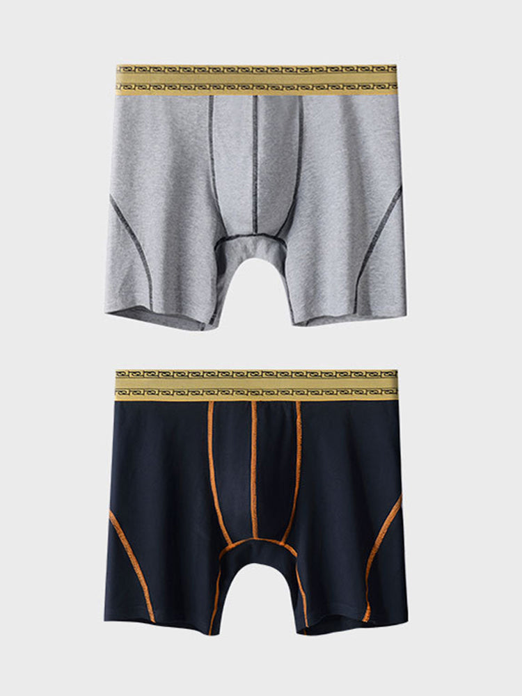 2 Pack Men's Pure Cotton Anti-Chafing Breathable Sports Boxer Briefs | dmunderwear variant image