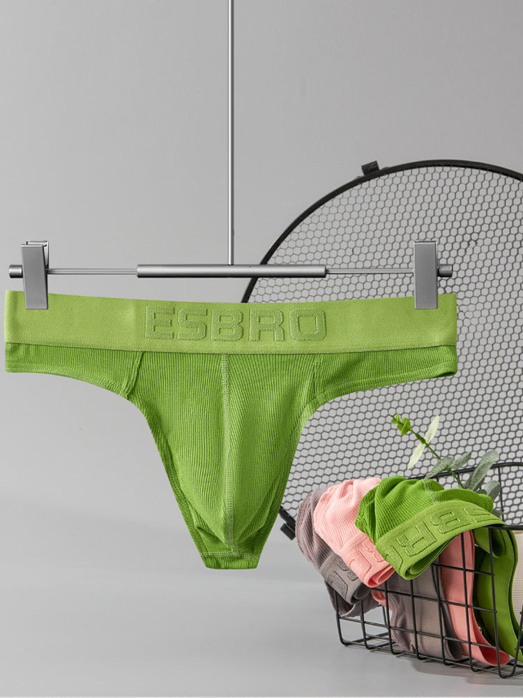 2 Pack Men's Ribbed Butt-Lifting U-Pouch Sexy Thong | dmunderwear detail image 1
