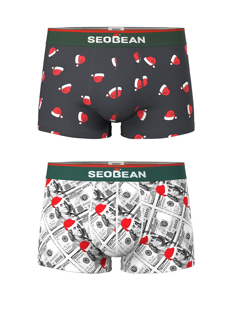2 Pack Men's Seamless Comfort Playful Style Prints Breathable Trunks | dmunderwear variant image