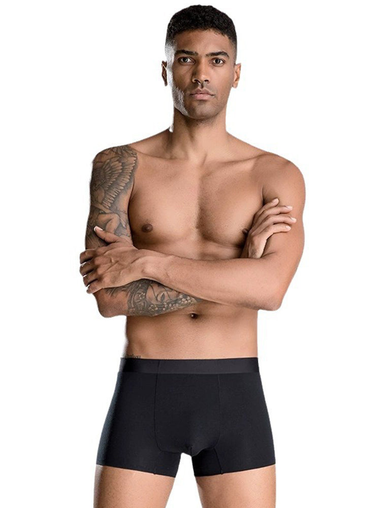 2 Pack Men's Seamless Comfort Stretch Fabric Breathable Modern Fit Solid Color Trunks | dmunderwear detail image 1
