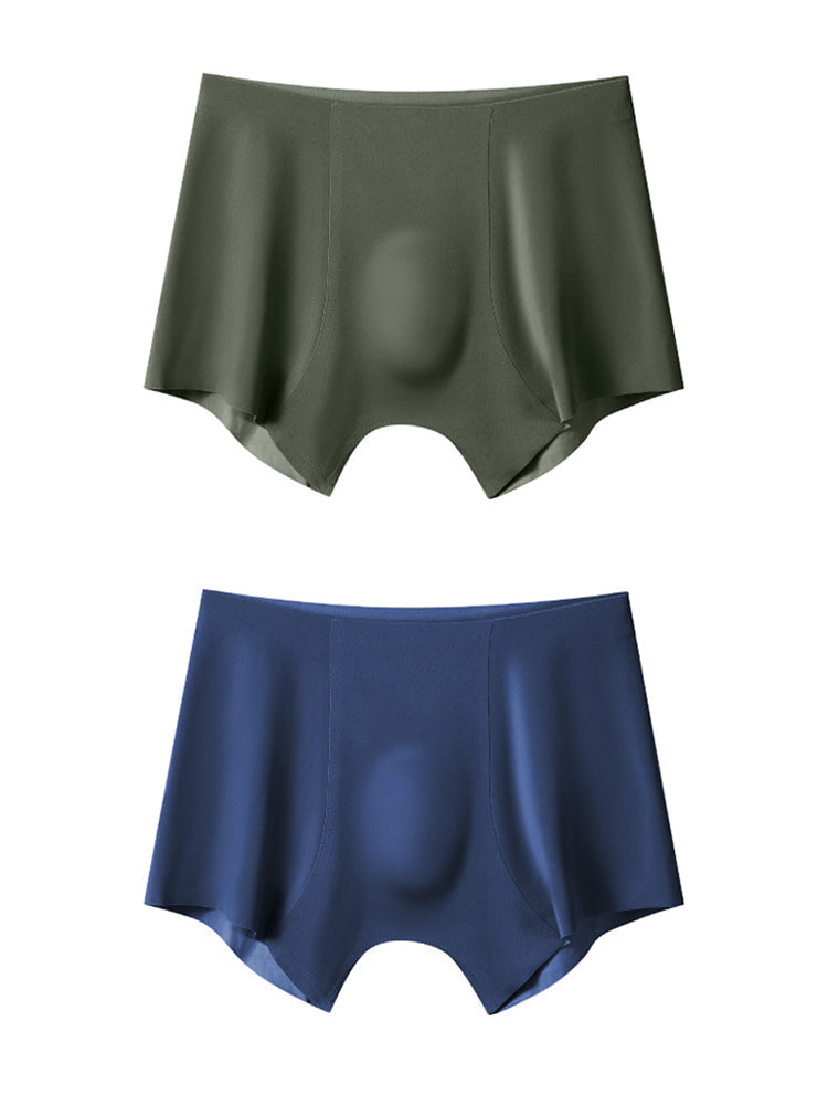 2 Pack Men's Seamless Ice Silk Smooth Touch Antibacterial Boxer Briefs | dmunderwear variant image