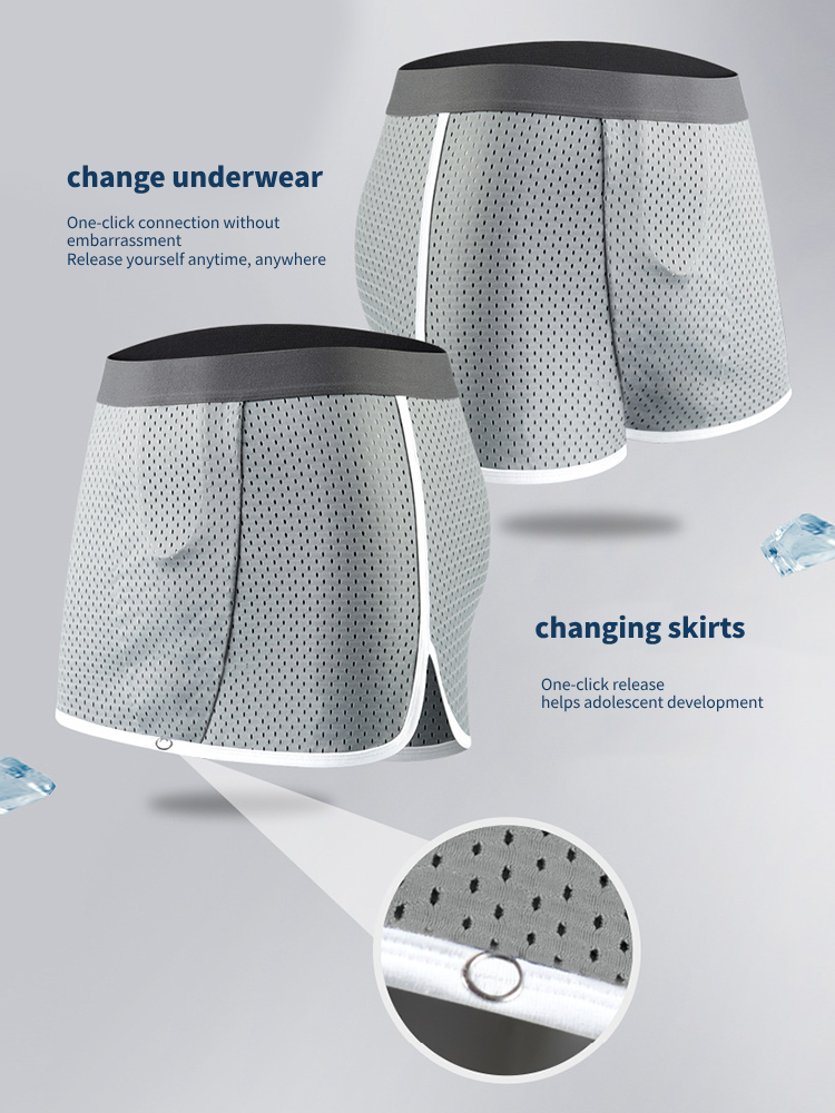 Men's Button Casual U-Shaped Roman Skirt Dual-Purpose Arrow Pants Underwear | dmunderwear detail image 13