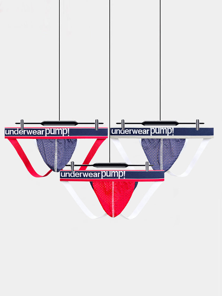 2 Pack Men's Sexy Elastic Waist Micro Mesh Cup Thong | dmunderwear detail image 1