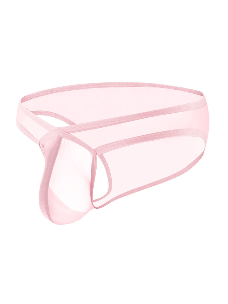 2 Pack Men's Sexy See-Through Triangle Y-Shaped Sleep Briefs | dmunderwear detail image 1