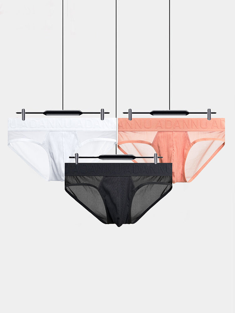 2-pack Men's Sexy Semi-transparent Ribbed Briefs | dmunderwear detail image 1