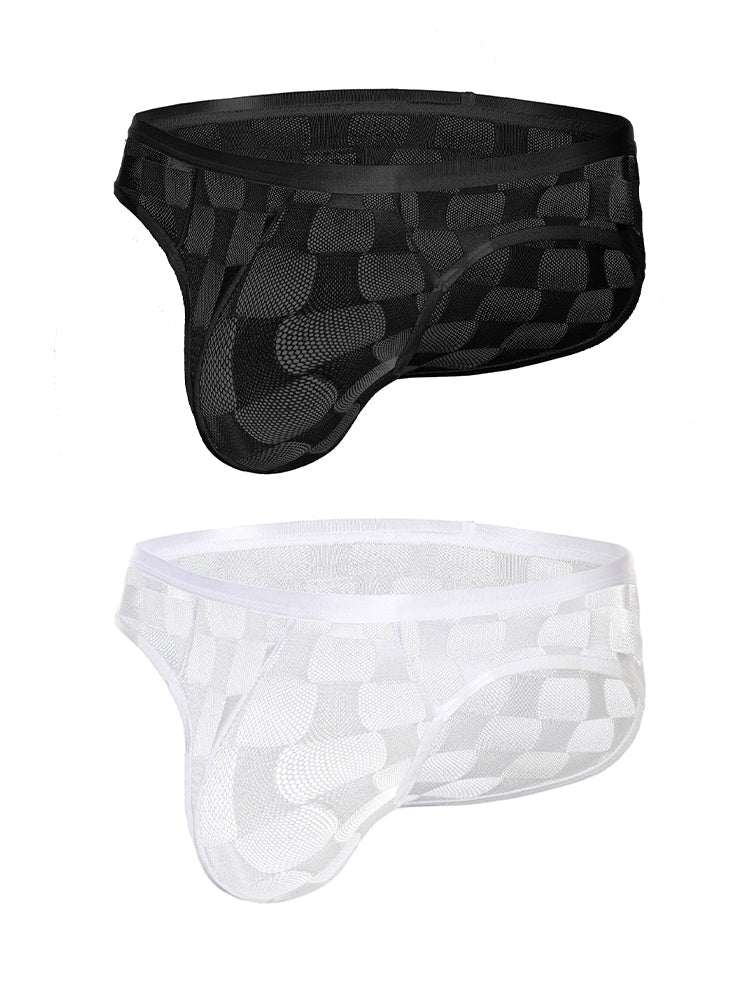 2 Pack Men's Sheer Mesh U-Pouch Ultra-Thin Low-Rise & Sexy Breathable Comfort Bikini | dmunderwear variant image