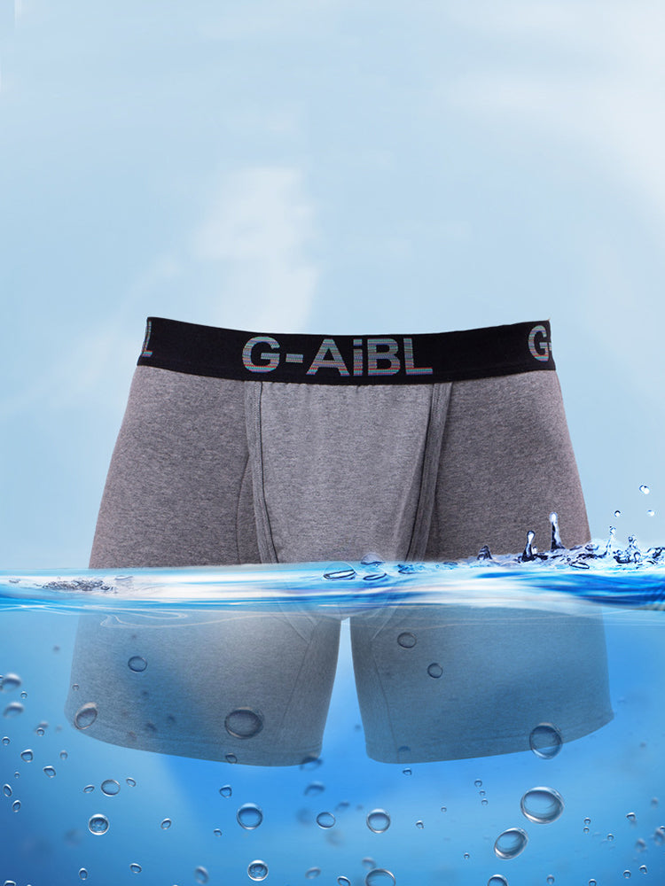 2 Pack Men's Solid Color Bullet Separated U-Pocket Plush Boxer Briefs | dmunderwear detail image 1