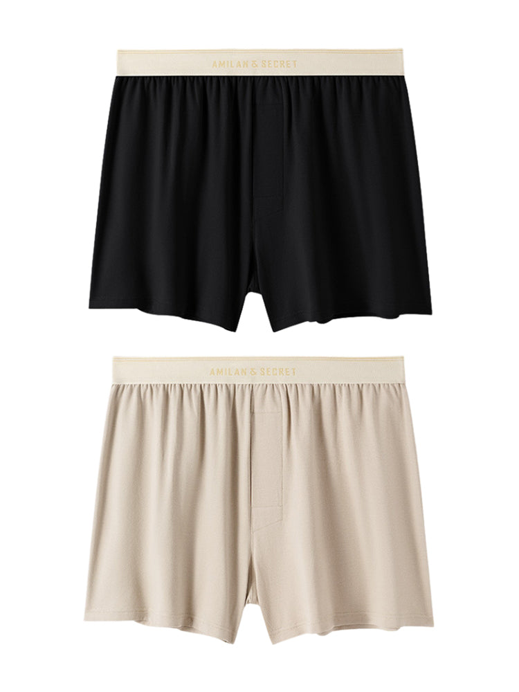 2 Pack Men's Solid Color Seamless Comfort Mid-Rise Home Shorts | dmunderwear variant image
