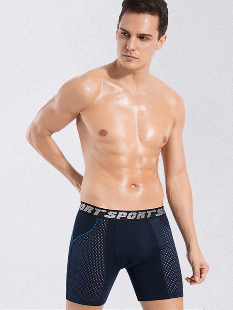 2 Pack Men's Sports Anti-friction Mesh Boxer Briefs | dmunderwear detail image 1