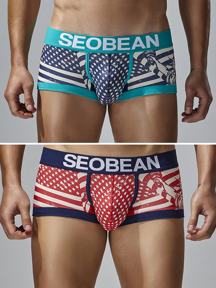 2 Pack Men's Statue of Liberty Print Comfortable and Breathable Trunks | dmunderwear variant image