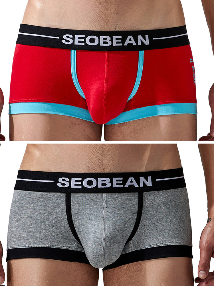 2 Pack Men's Stretch Cotton Breathable Colourway Contrast Trunks | dmunderwear variant image