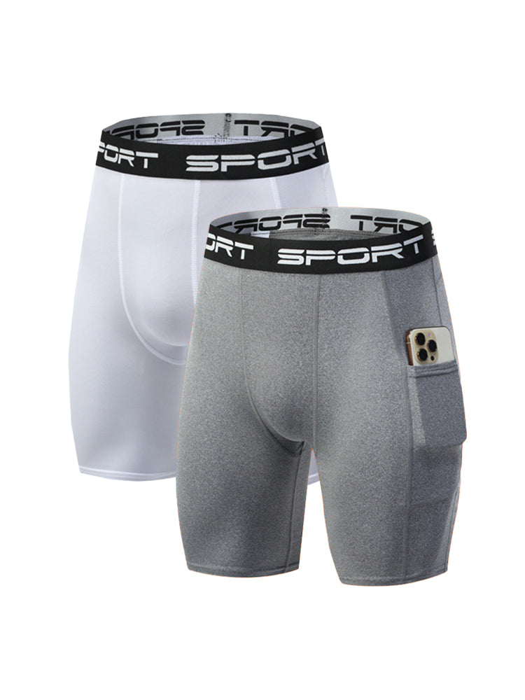 2 Pack Men's Stretch Fit Side Pocket Mid-Rise Breathable Activewear Tights | dmunderwear variant image