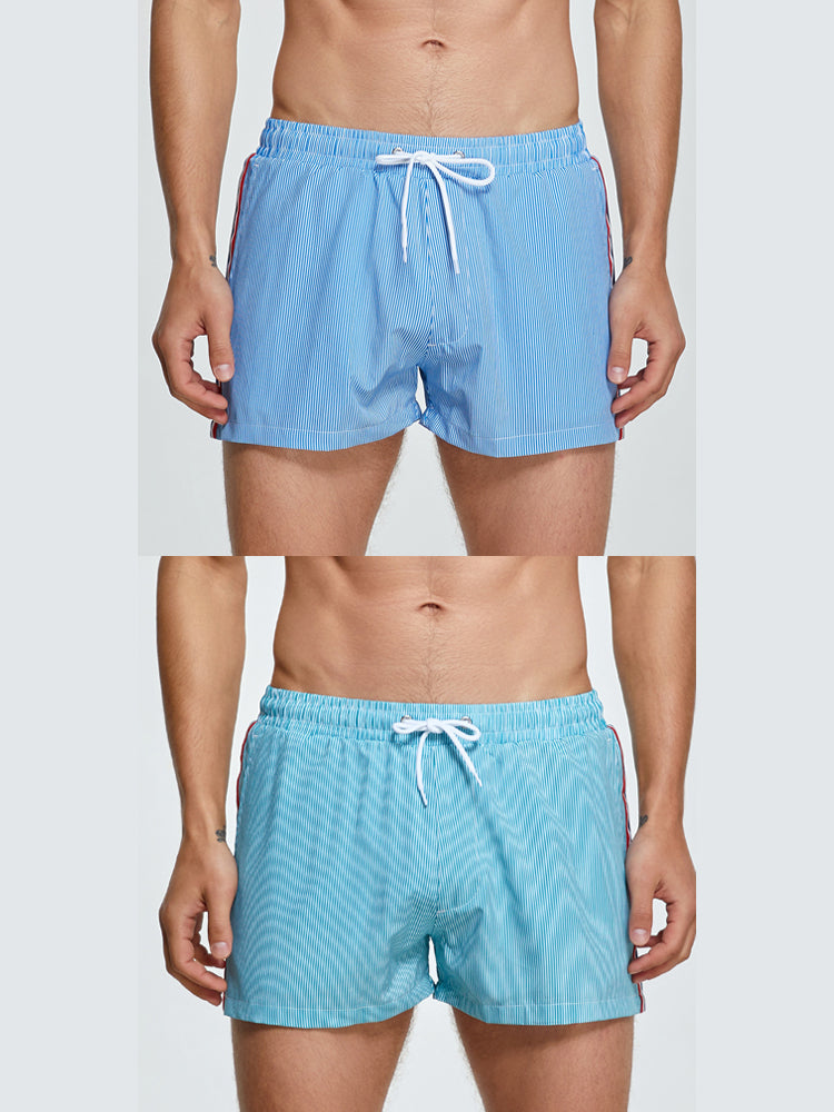 2-pack Men's Striped Double-layer Anti-embarrassment Beach Pants | dmunderwear variant image