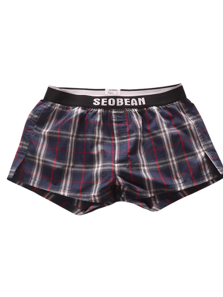 2 Pack Men's Trendy Plaid Design Zero-Irritation Cooling Airflow Supportive Boxers Shorts | dmunderwear detail image 1