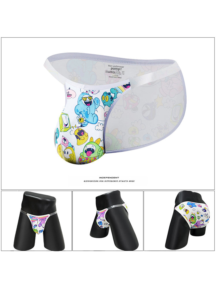 2 Pack Men's Trendy Printed Cartoon Comfortable and Breathable Bikini | dmunderwear detail image 1