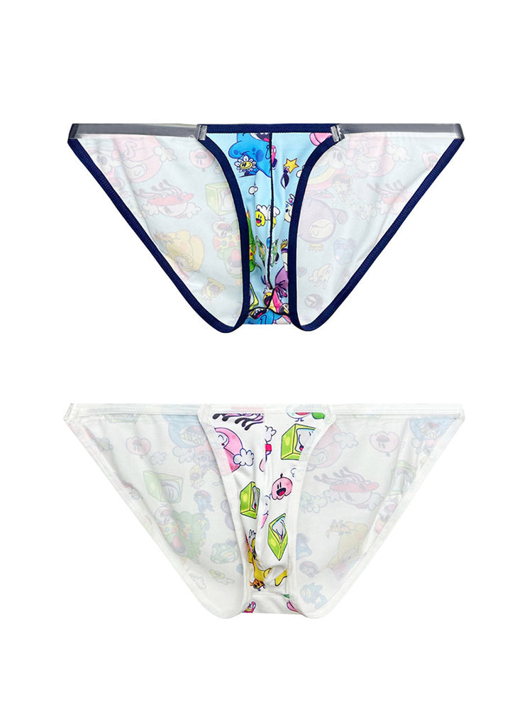 2 Pack Men's Trendy Printed Cartoon Comfortable and Breathable Bikini | dmunderwear variant image
