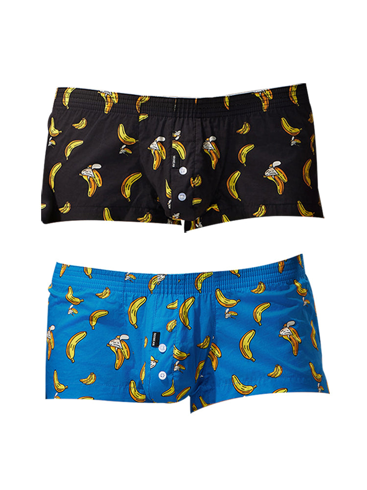 2 Pack Men's Low-Rise Cotton Boxer Shorts with Playful Print | dmunderwear variant image