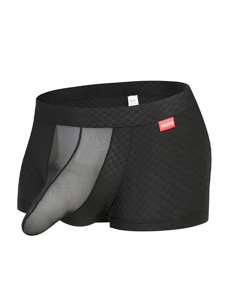 Men's Low-Rise Mesh Trunks – Breathable Nylon with 3D Pouch Support | dmunderwear detail image 1