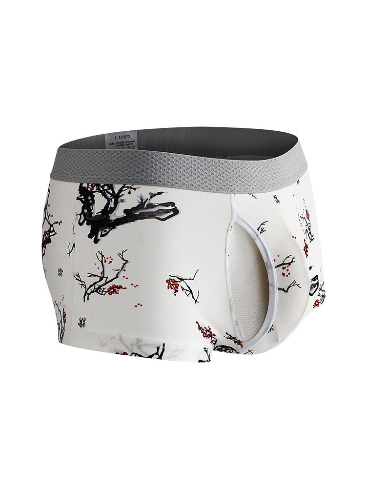 2 Pack Men's U-Pouch Side Vent Printed Trunks | dmunderwear detail image 1