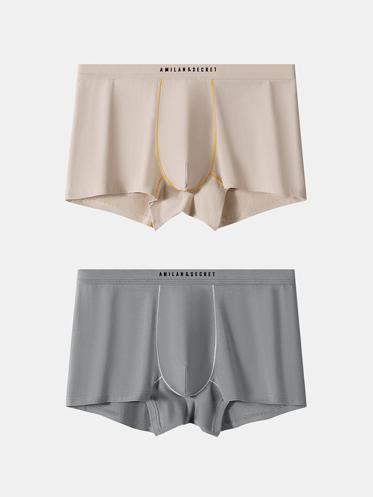 2 Pack Men's Ultra-Soft Cotton Antibacterial Seamless Comfort Trunks | dmunderwear variant image