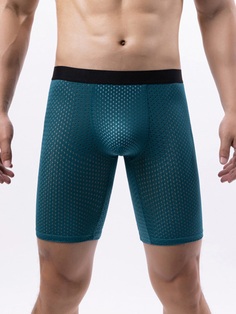 3 Pack Men's Anti-chafing Mesh Long Boxer Briefs | dmunderwear detail image 1
