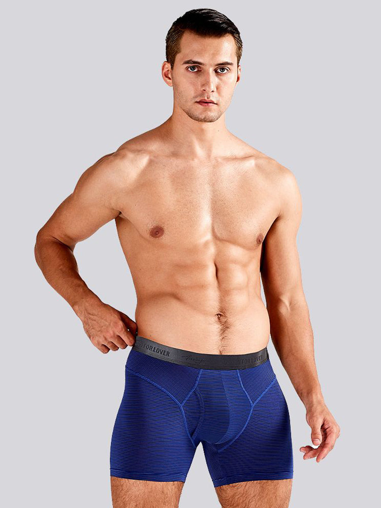 2 Pack Men's 3-Way Lift Icy Silk Striped Ultra Comfort & Breathable Boxer Briefs | dmunderwear detail image 1