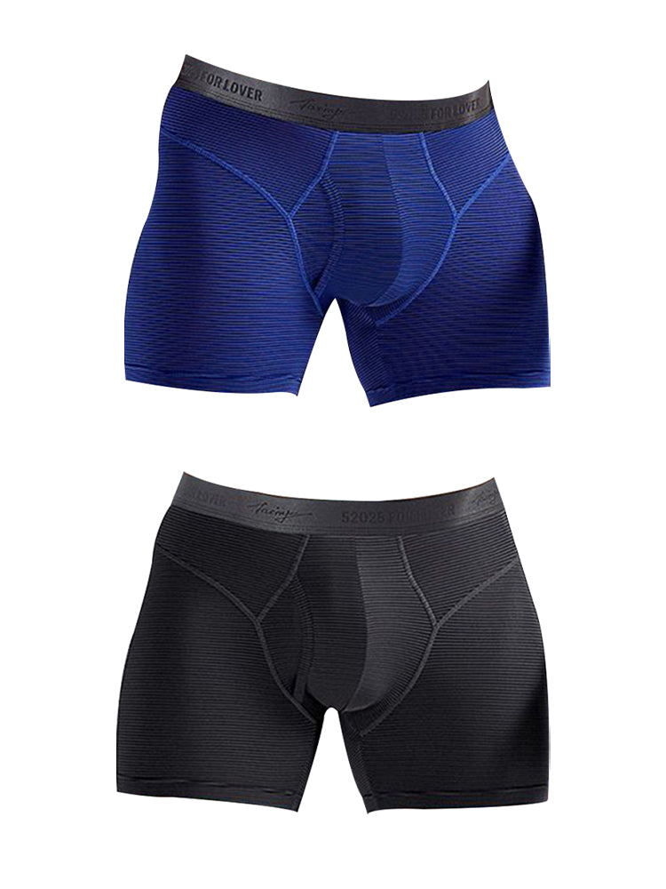 2 Pack Men's 3-Way Lift Icy Silk Striped Ultra Comfort & Breathable Boxer Briefs | dmunderwear variant image