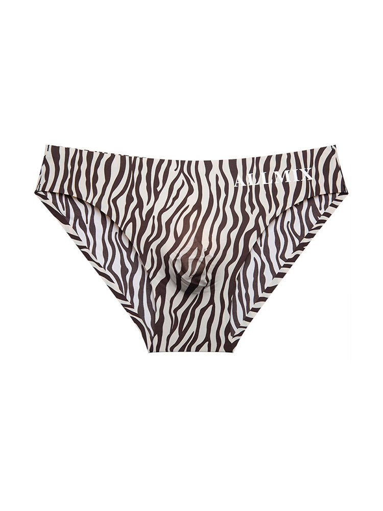 3 Pack ALLMIX Men's 3D Pouch Sexy Leopard Print Ice Silk Briefs | dmunderwear detail image 1