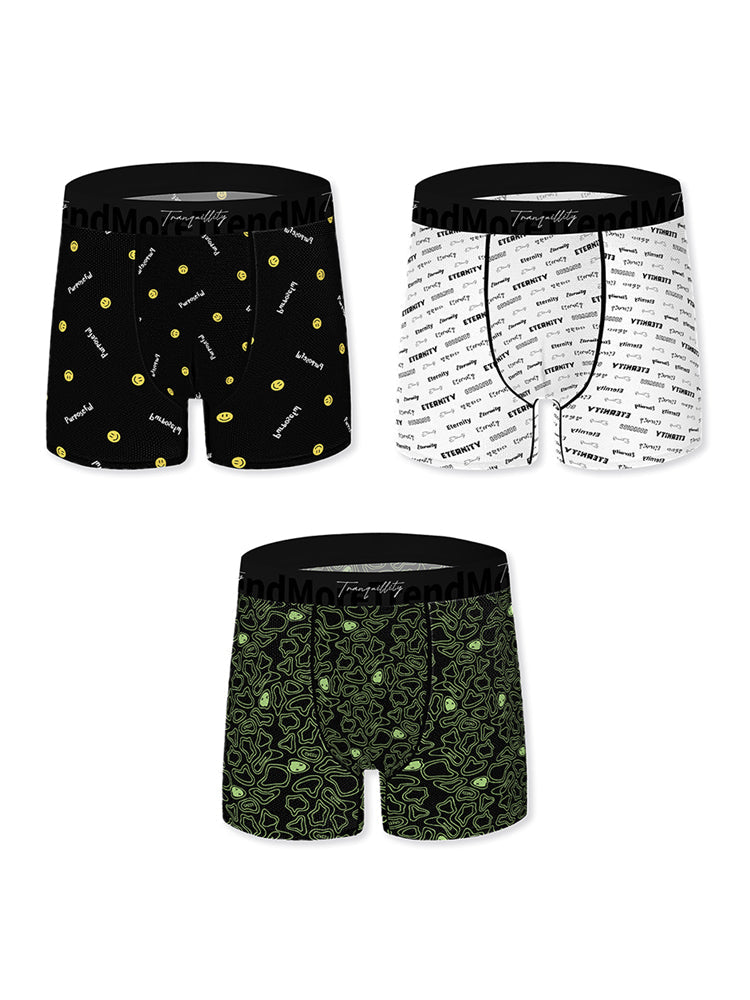 3 Pack Men's Bold Prints Antibacterial Cooling Touch All-Season Boxer Briefs | dmunderwear variant image