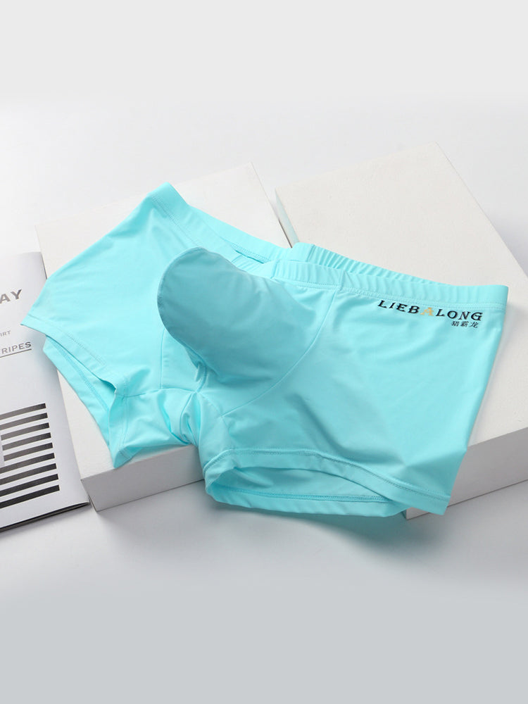 3 Pack Men's Breathable Ice Silk Double-Layered Big Pouch Sexy Boxer Briefs | dmunderwear detail image 1