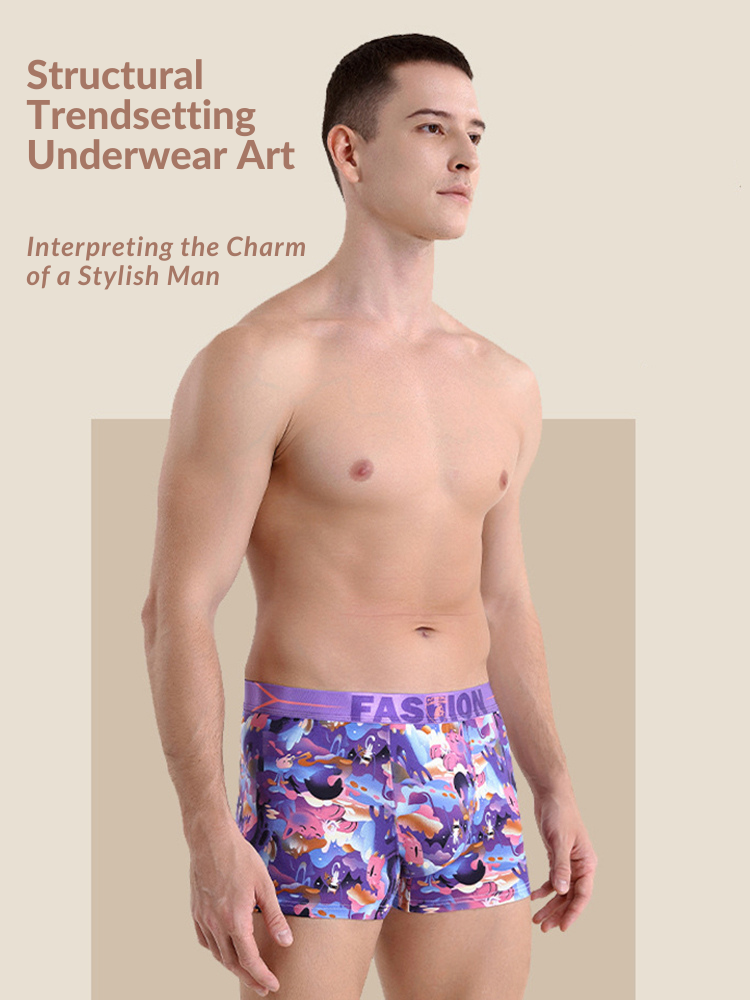 3 Pack Men's Cartoon Modal Printed Briefs And Trunks | dmunderwear detail image 1