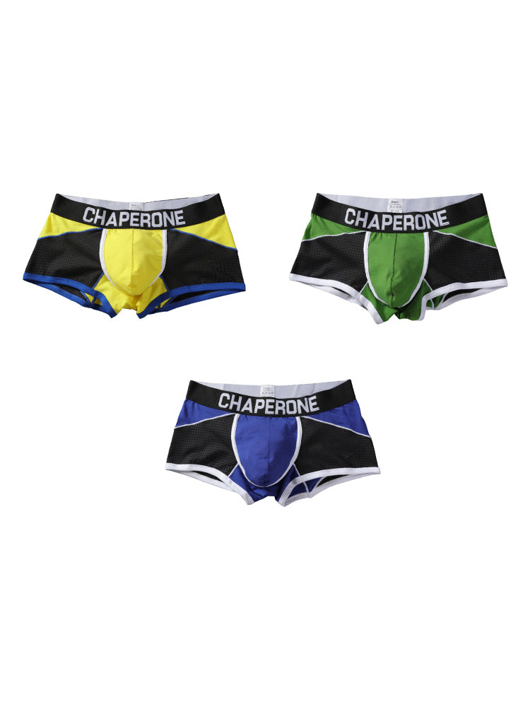 3 Pack Men's Color Block Cotton-Mesh Breathable & Trendy Trunks | dmunderwear variant image