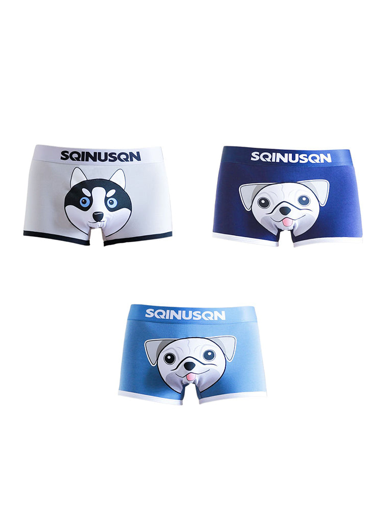 3 Pack Men's Comfortable Cotton Printed Mid-Rise Anti-Chafing Trunks | dmunderwear variant image